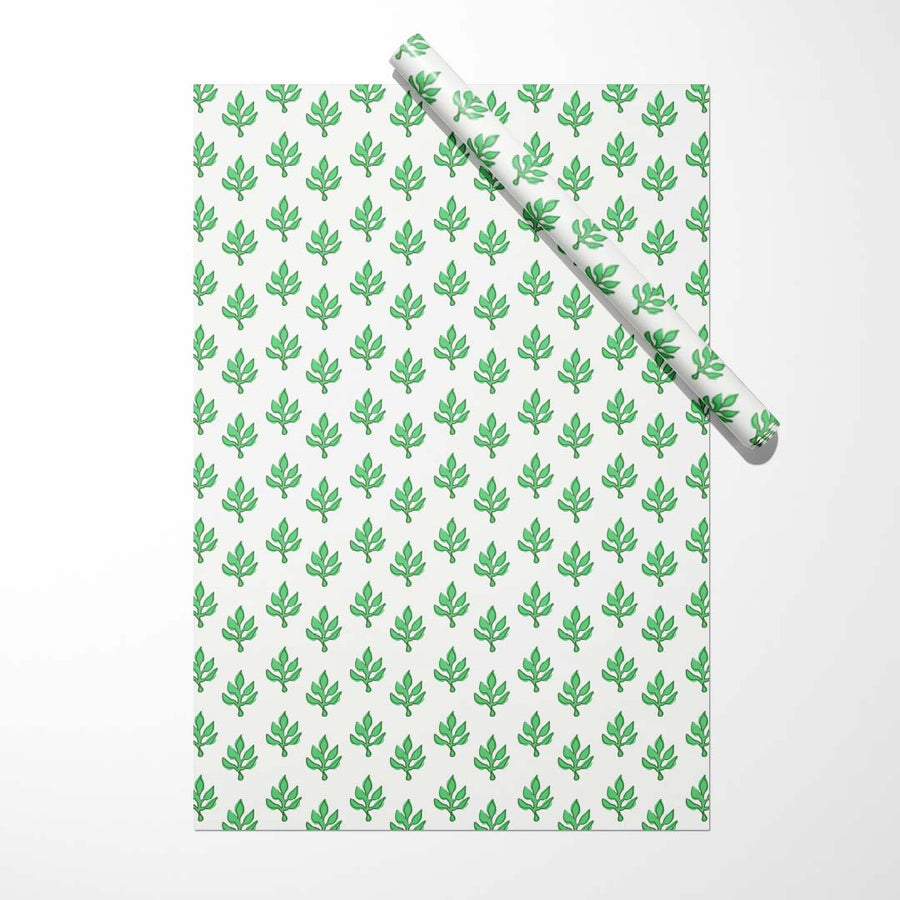 Gift Wrap - Holiday Flora Green