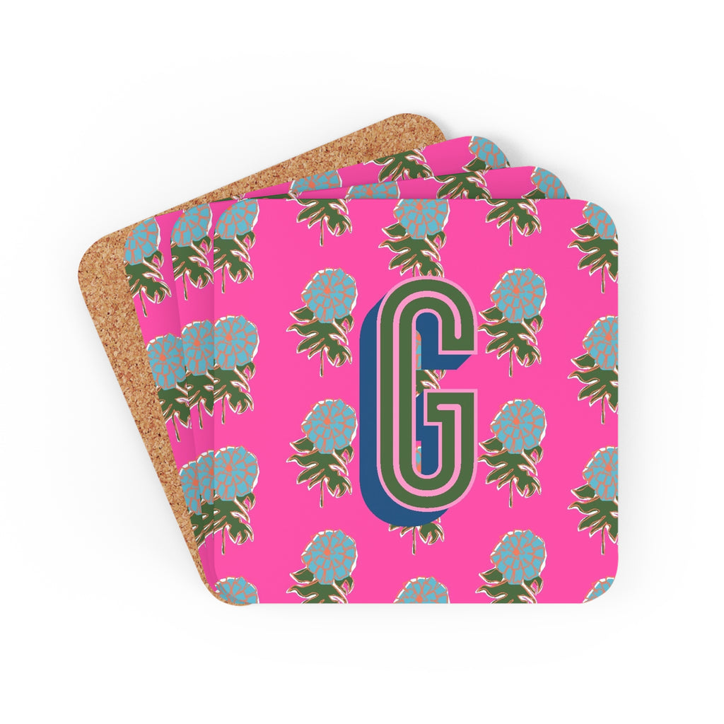 Coaster Set - Kyra Pink Monogrammed