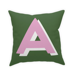 Small Colorblock Monogram Pillow - Army