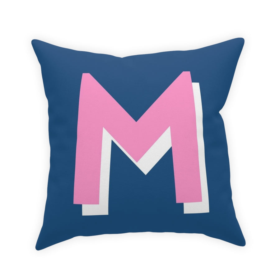 Small Colorblock Monogram Pillow - Navy