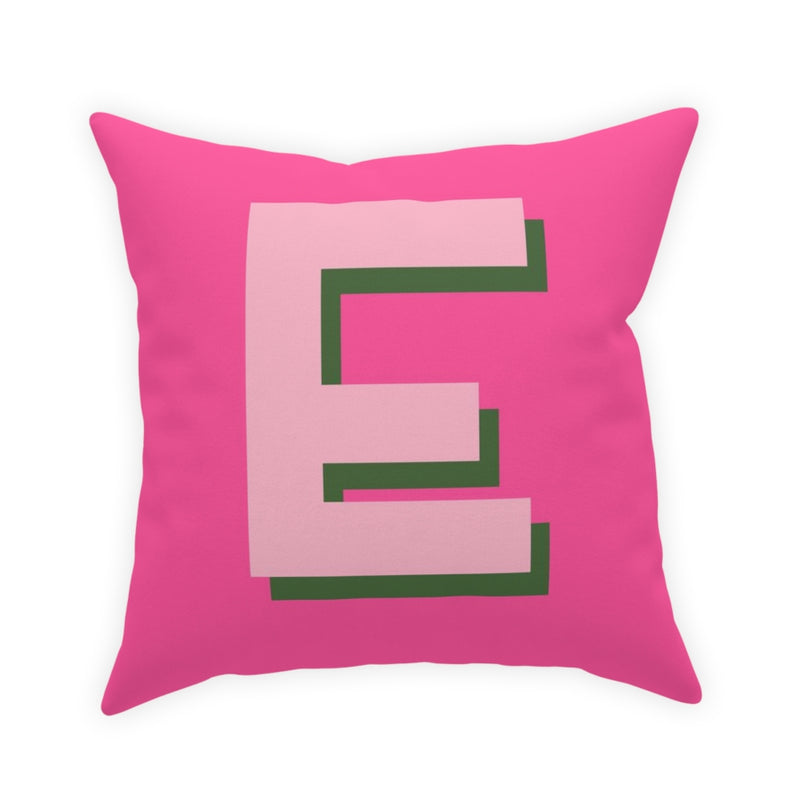 Large Colorblock Monogram Pillow - Pink