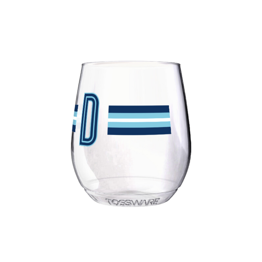 Shatterproof Wine Glass Set - Monogram Stripe Navy/Blue