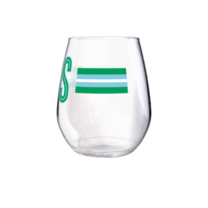 Shatterproof Wine Glass Set - Monogram Stripe Blue/Green