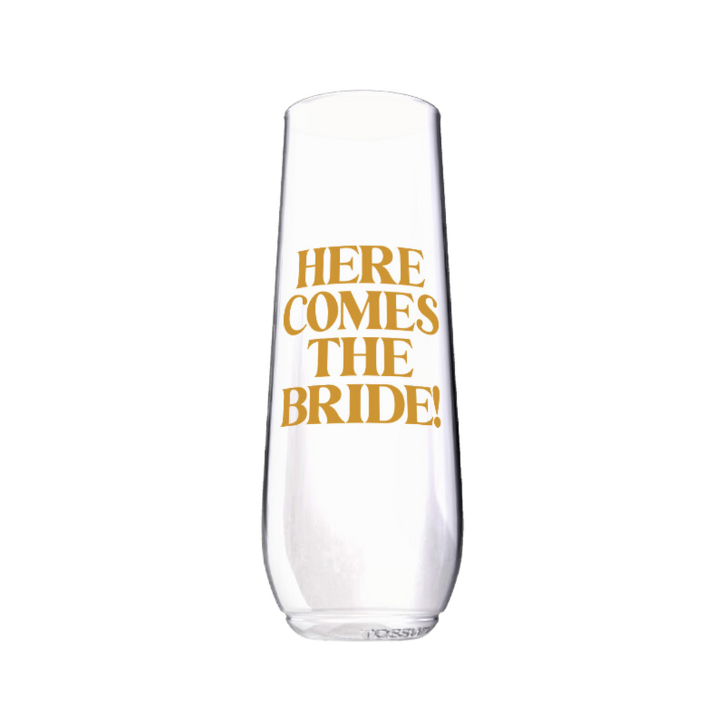 Shatterproof Champagne Flute Set - Here Comes The Bride