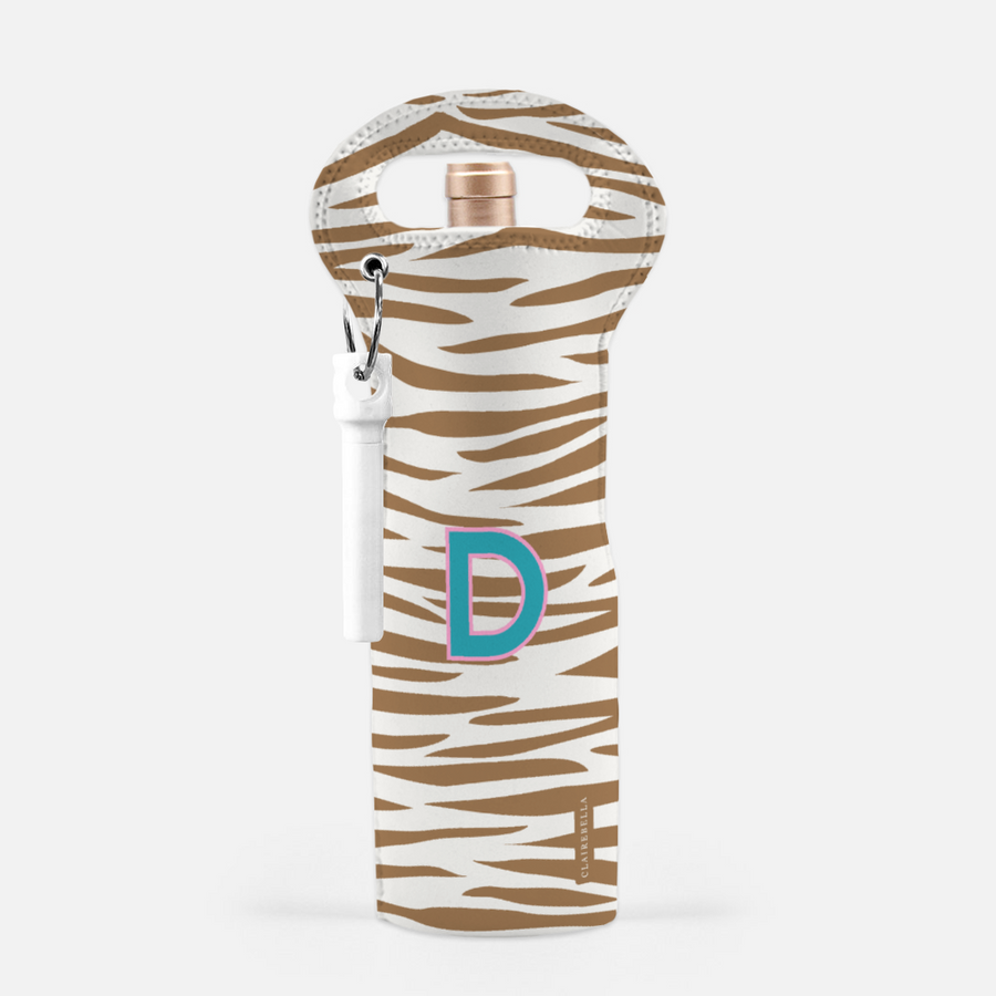 Jungle Stripe Single Initial Wine Bag