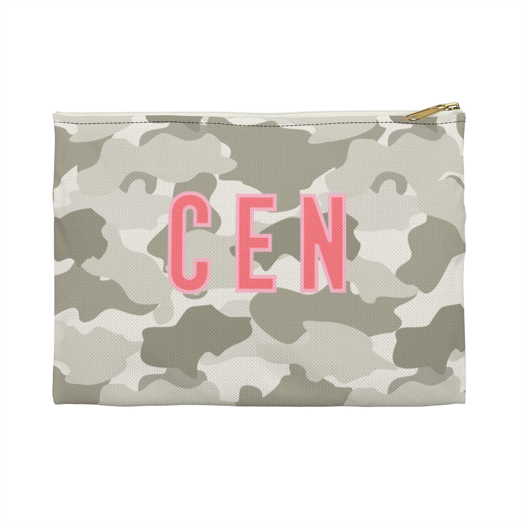 Camo Sand Large Flat Zip Pouch