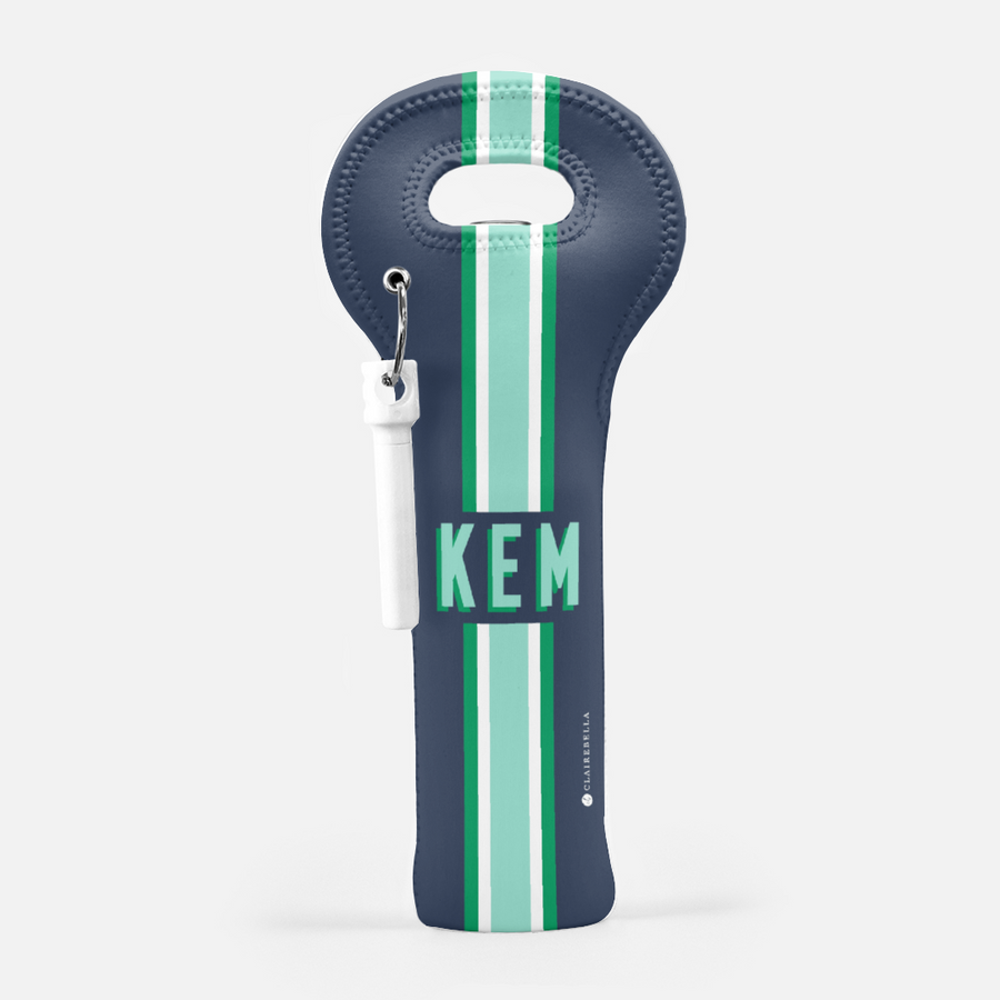 Navy Stripe Wine Bag