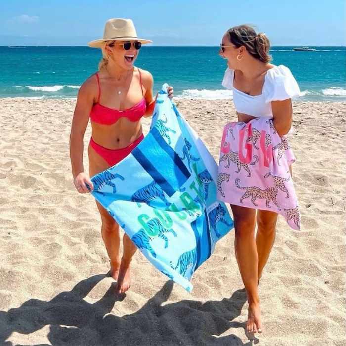 Paradise Palms Cabana Flags Beach Towel