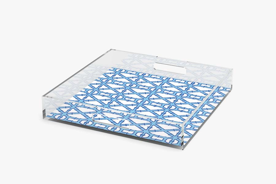 Sample Blue Bamboo Acrylic Tray-Square