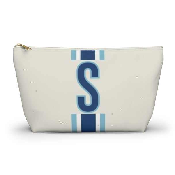 Single Initial Pouch Large-Navy & Blue