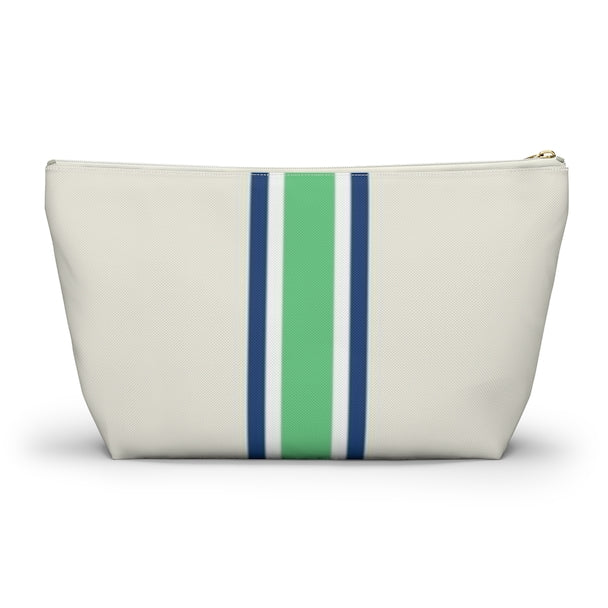 Single Initial Pouch Large-Navy & Green
