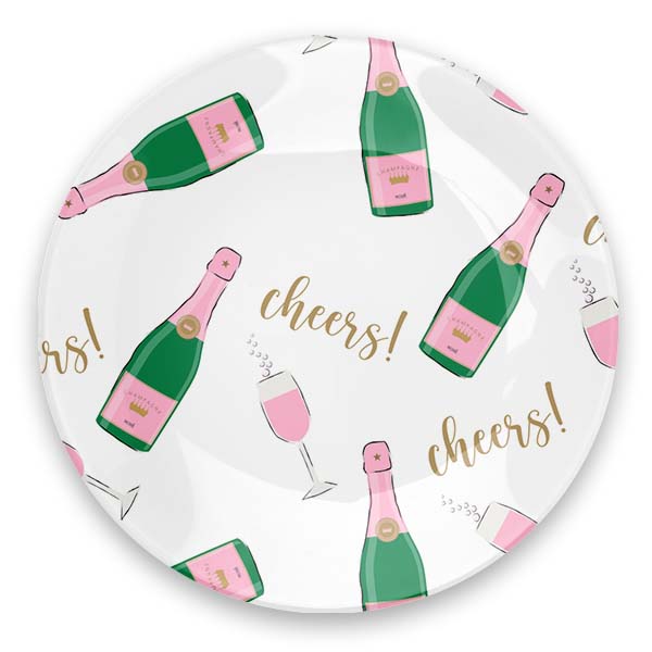Champagne Round Glass Tray