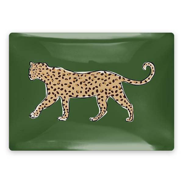 Leopard Prowl Glass Tray - Large Rectangle