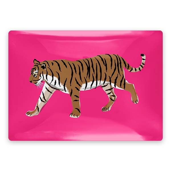 Walking Tiger Rectangle Glass Tray