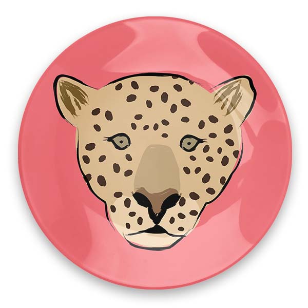 Leopard Face Round Glass Tray