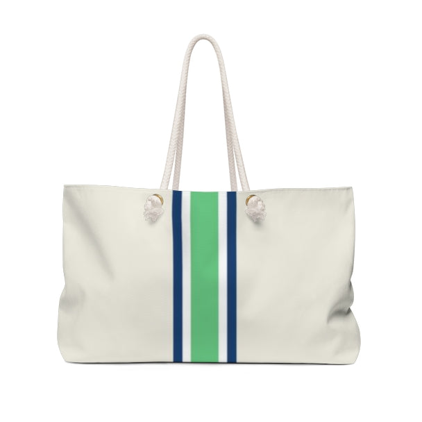 Single Initial Travel Tote - Navy & Green