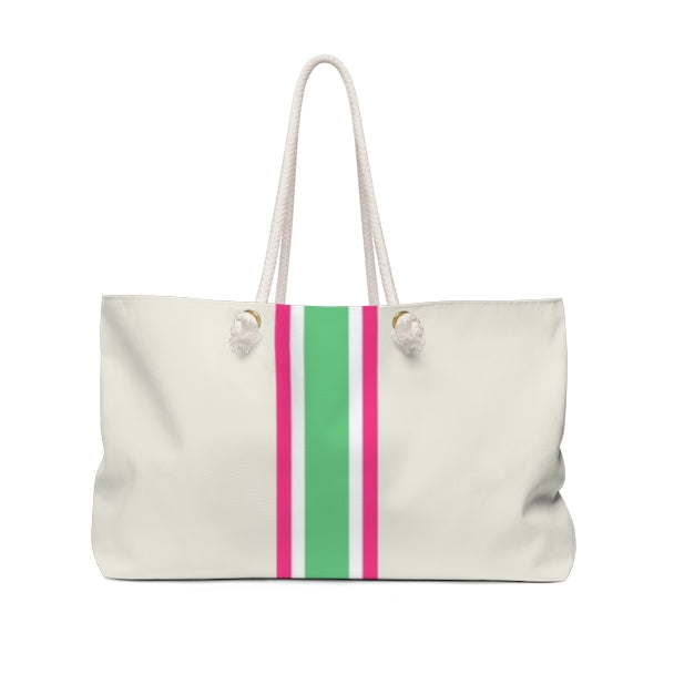 Single Initial Travel Tote - Pink & Green
