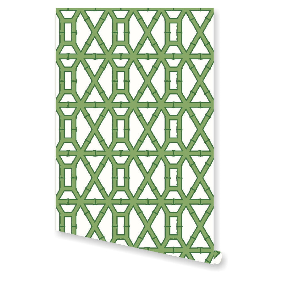 Sample Traditional Green Bamboo Wallpaper-Seven 8' panels