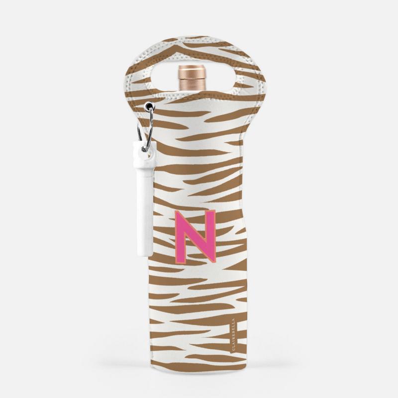 Jungle Stripe Single Initial Wine Bag