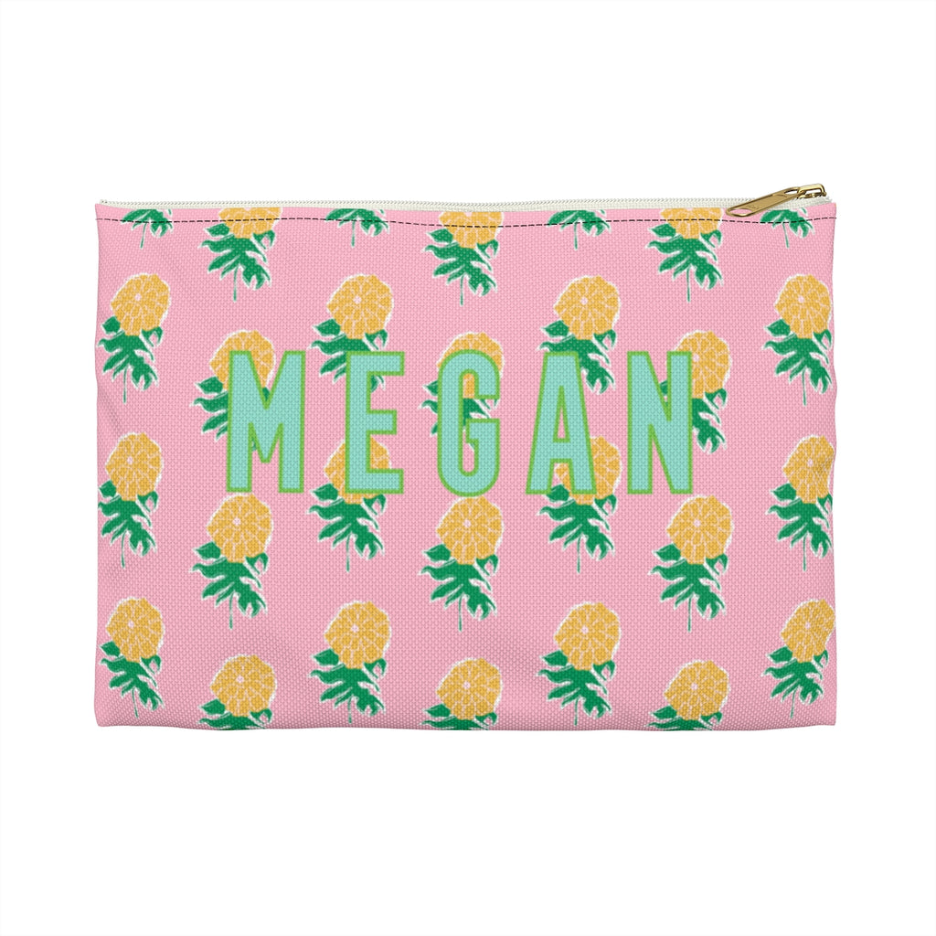 Kyra Pink Large Flat Zip Pouch