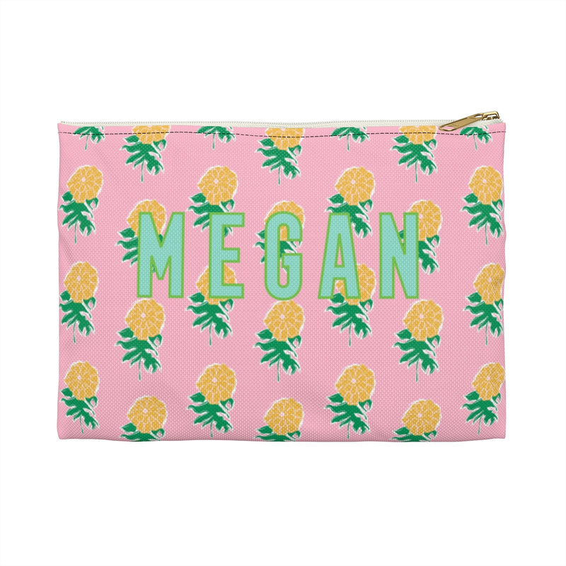 Kyra Pink Large Flat Zip Pouch