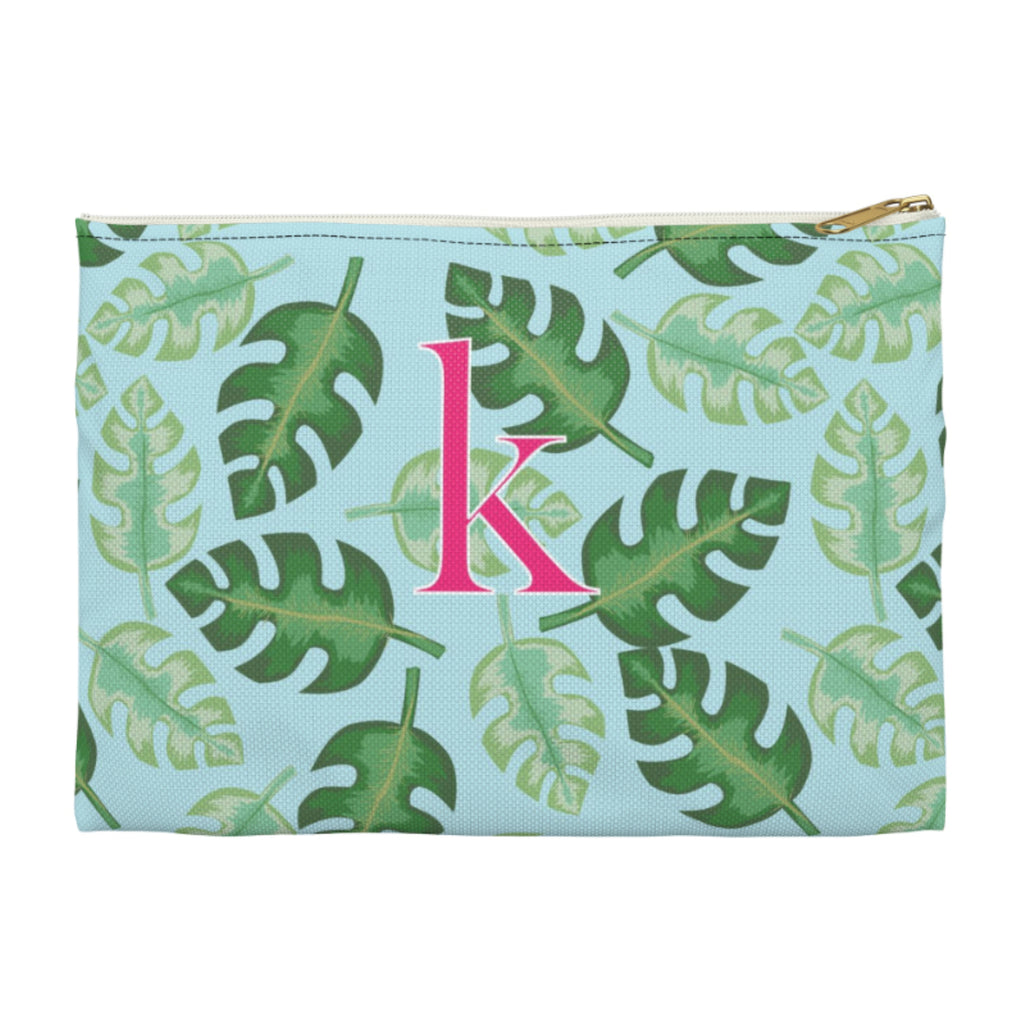 Tropical Blue Large Flat Zip Pouch