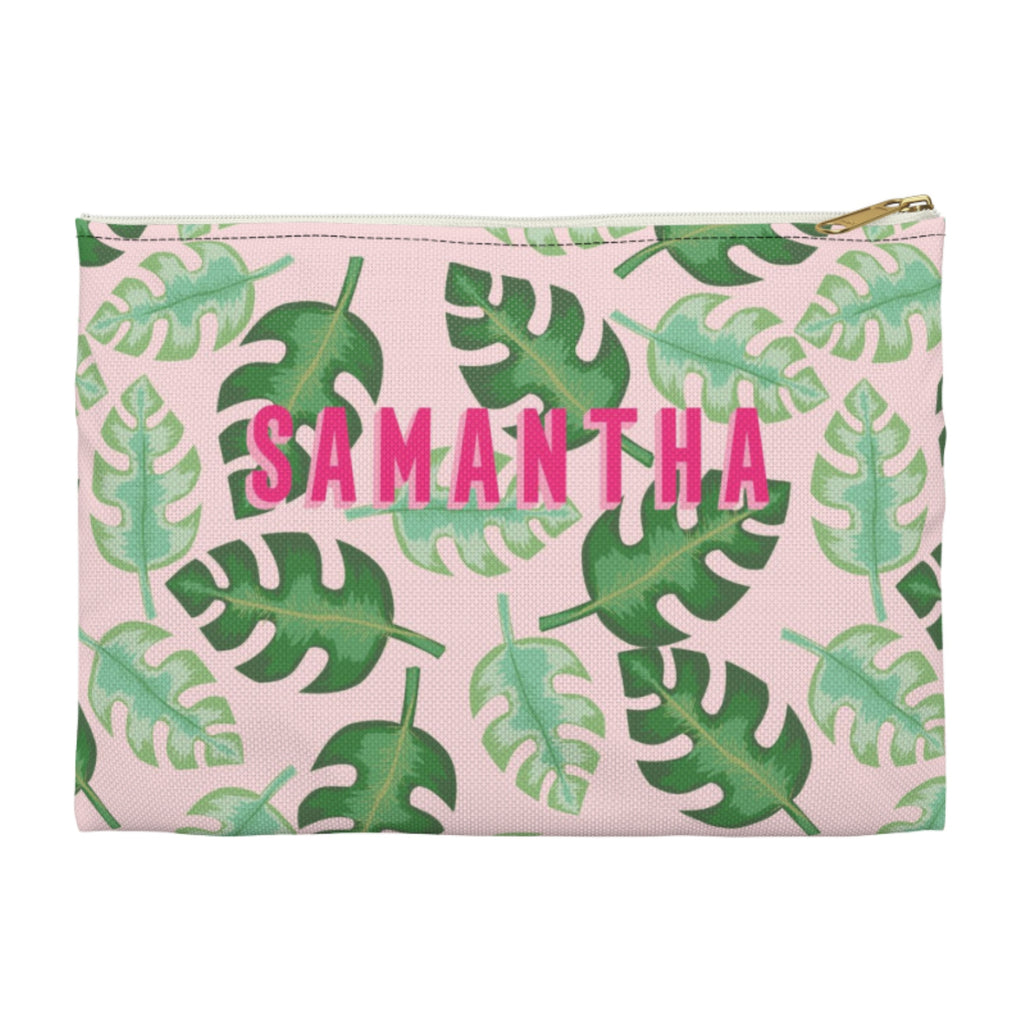 Tropical Pink Large Flat Zip Pouch