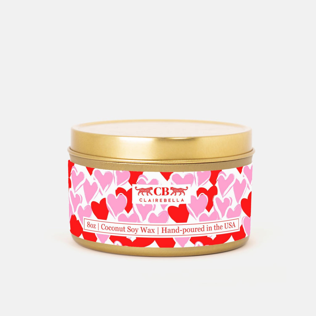 New! Tin Candle - Happy Hearts Strawberry Macaron