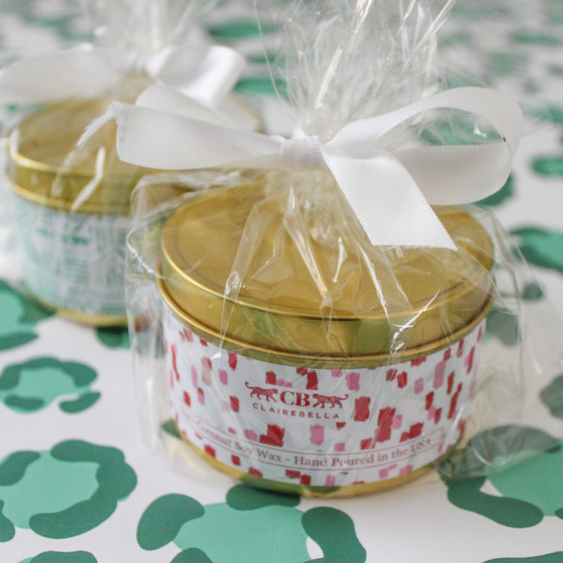 New! Tin Candle - Jungle Stripe Vanilla Eggnog