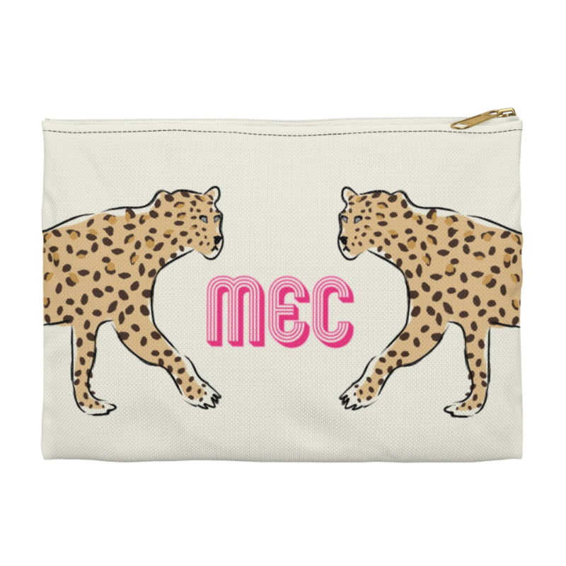 Leopard Duo Large Flat Zip Pouch