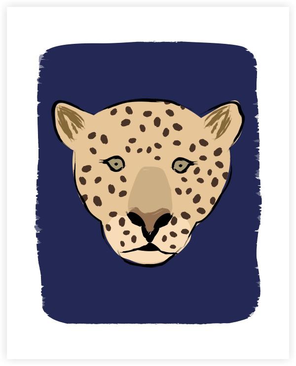 Navy Leopard Art Prints