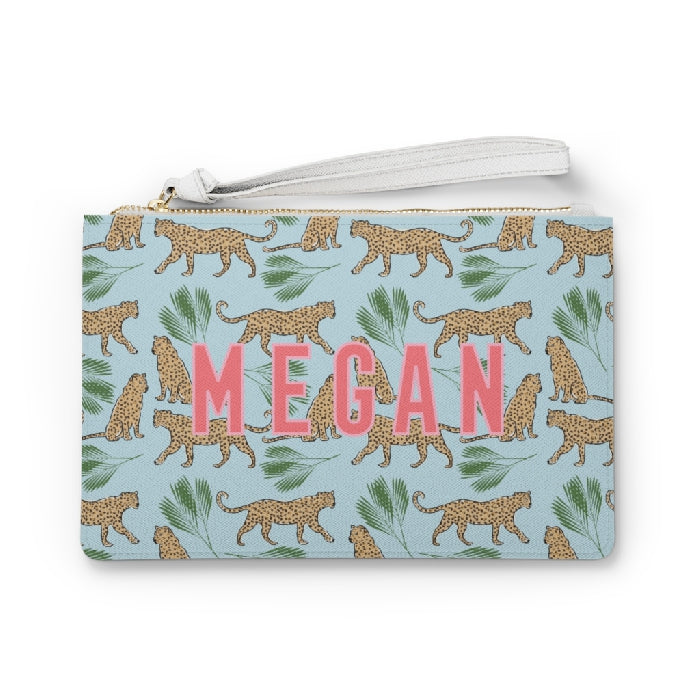 Leopards Blue Wristlet