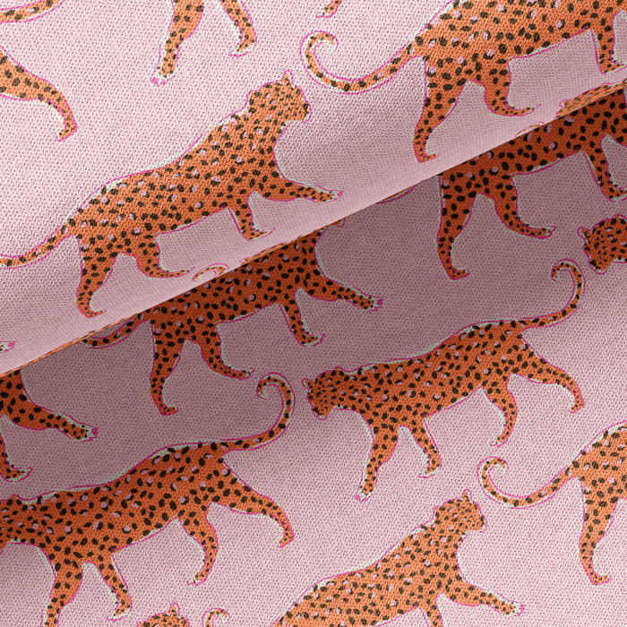 Sample Vibrant Leopard Fabric-Pink Linen 1 yard