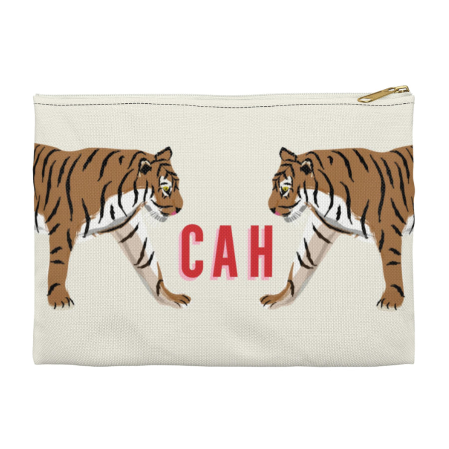 Tiger Duo Large Flat Zip Pouch