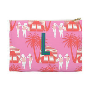 Cabana Small Flat Zip Pouch - Single Initial