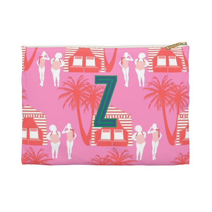 Cabana Small Flat Zip Pouch - Single Initial