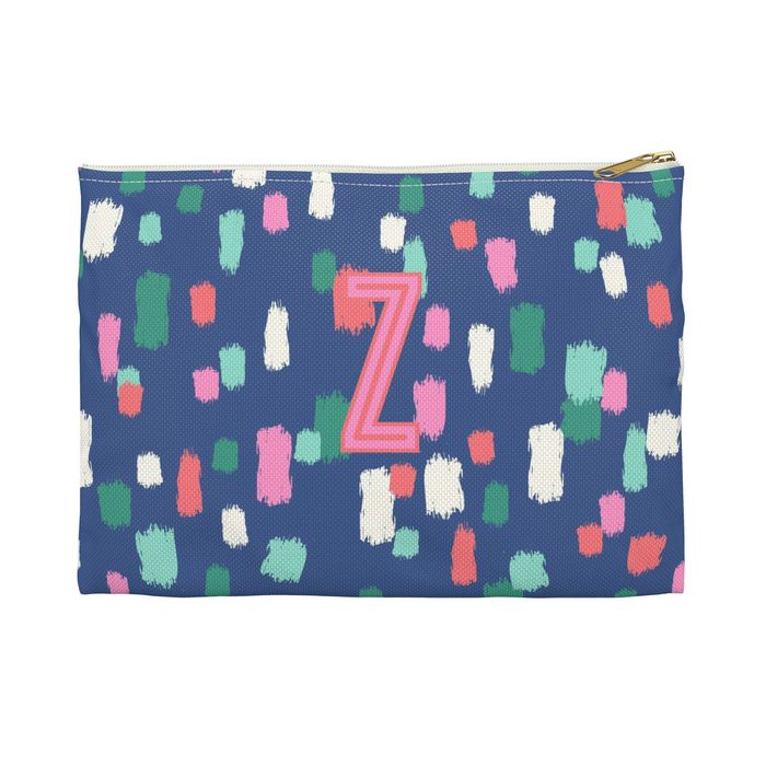 Confetti Small Flat Zip Pouch - Single Initial