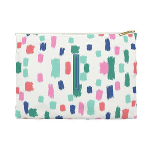 Confetti Small Flat Zip Pouch - Single Initial