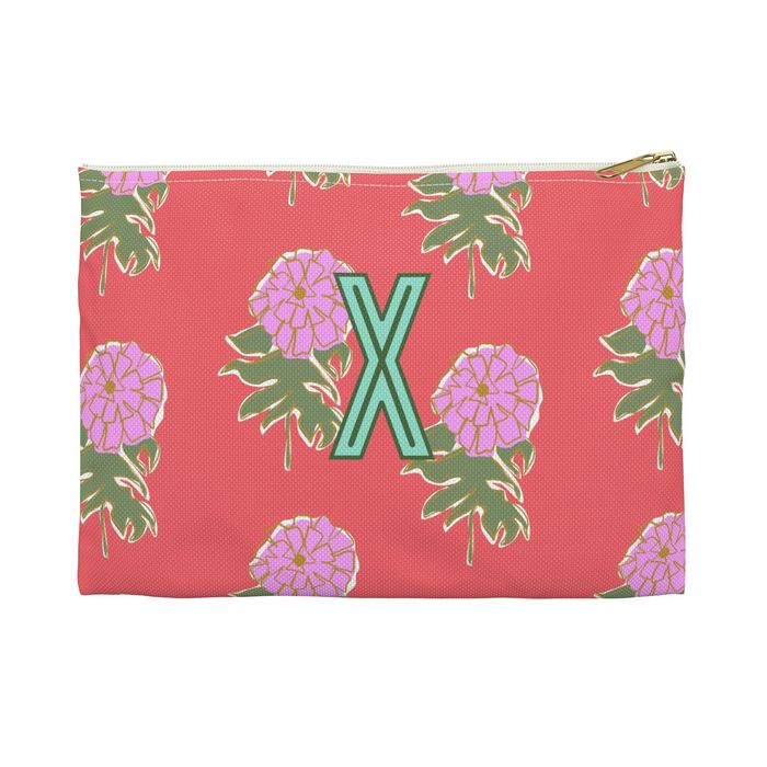 Kyra Small Flat Zip Pouch - Single Initial