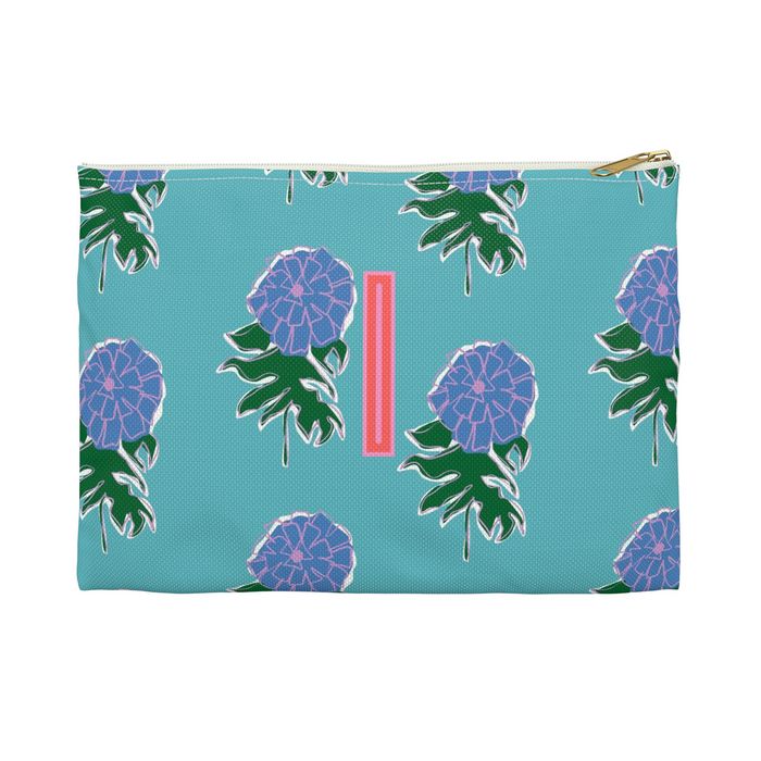 Kyra Small Flat Zip Pouch - Single Initial