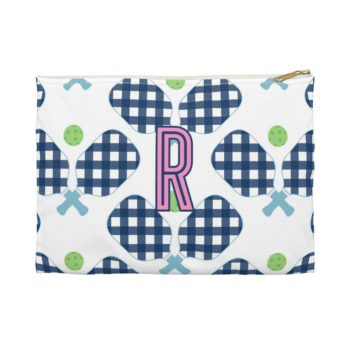 Pickleball Small Flat Zip Pouch - Single Initial