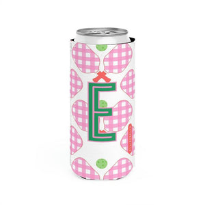 Pickleball Single Initial Slim Can Cooler