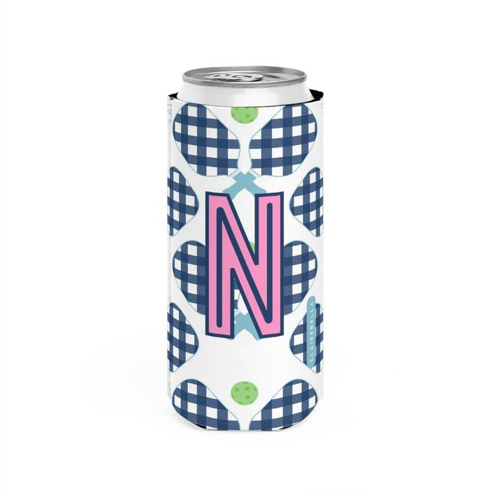 Pickleball Single Initial Slim Can Cooler