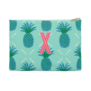 Pineapple Small Flat Zip Pouch - Single Initial