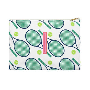 Tennis Small Flat Zip Pouch - Single Initial