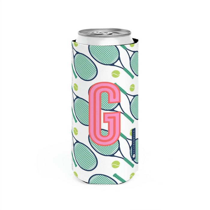 Tennis Single Initial Slim Can Cooler