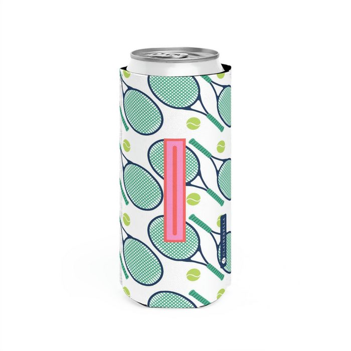 Tennis Single Initial Slim Can Cooler