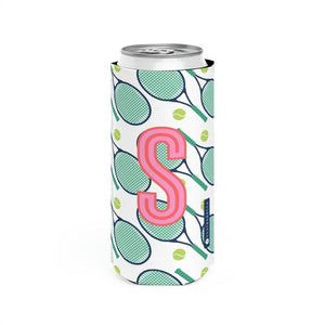 Tennis Single Initial Slim Can Cooler
