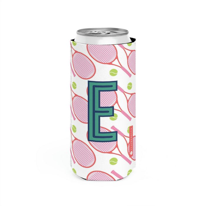 Tennis Single Initial Slim Can Cooler