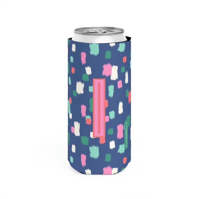 Confetti Single Initial Slim Can Cooler